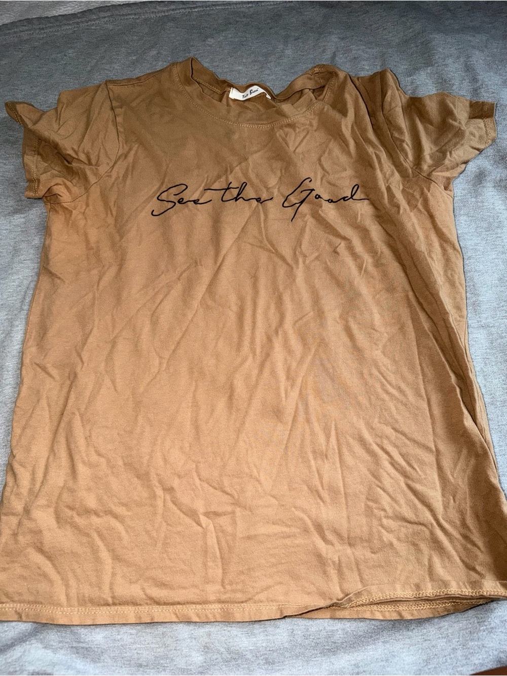 See the Good Script Tee - Camel